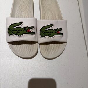 Lacoste Kids White Sandals with Green Crocodile